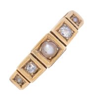 A Victorian diamond and split pearl ring, in 15ct gold, Birmingham 1878, 3.5g, size N Good