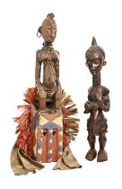 Tribal art. Central Africa - a carved hardwood maternity figure, Luba DRC, 75cm h and a hardwood