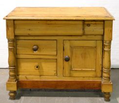 A Victorian waxed pine chiffonier, 99cm l Condition evident from image