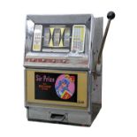 Mechanical Gaming. A Bally table-top slot machine, Sir Prize, c, 1965, chromium facade with inset