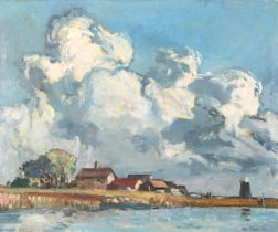 English School, 20th c - The Norfolk Broads, signed and dated '61, oil on canvas, 49.5 x 59.5cm Good