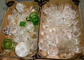 A quantity of cut, coloured and other drinking glass ware, etc