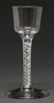 A George III wine glass, the ogee bowl on double series opaque twist stem, 14.3cm h Small flat