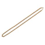 A 9ct gold rope necklace, 52cm l, 16g Good condition