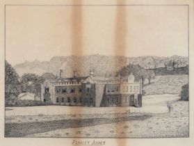 English school, late 19th c - Flaxley Abbey, signed, pencil, 42 x 56cm, and an early 20th c sepia