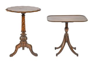 A Victorian walnut tripod table, 70cm h; 53cm diam and a mahogany occasional table (2) Walnut