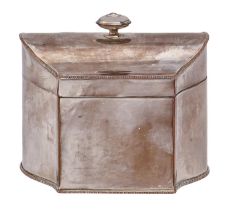 An EPNS tea caddy with serpentine ends, early 20th c, 10cm h Plating slightly worn
