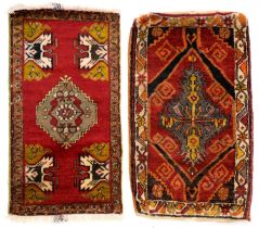 Two Turkish Kirsehir yastiks, 84 x 45cm and 83 x 49cm