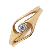 A diamond ring, in gold marked 18ct, 2.7g, size J Good condition