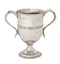 A George III silver cup, with reeded girdle and tapered handles, 15.5cm h, by Peter and William
