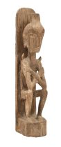 Tribal art. Leti Islands, Indonesia - a carved wooden Yeni (ancestral figure), 47cm h Good
