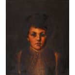 English School, 19th c - Portrait of a Young Boy, dressed as a page, head and shoulders, oil on