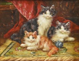20th / 21st c - Three Kittens, oil on panel, 19 x 24cm Surface slightly spotted when held at an