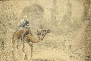 Continental School, 20th c - Studies of Arab Tribesman, a pair, both indistinctly signed, oil on