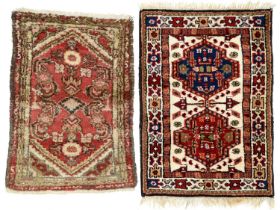 Two Persian mats, 86 x 63cm and 80 x 56cm