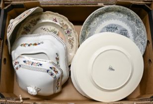 Miscellaneous 19th c and later ceramics, including Masons ironstone plates, a pair of Pountney &