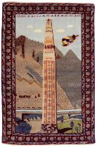 Afghan Kizil Ayak prayer rug and Afghan Jam Minaret rug, 114 x 75cm and 143 x 100cm (2)