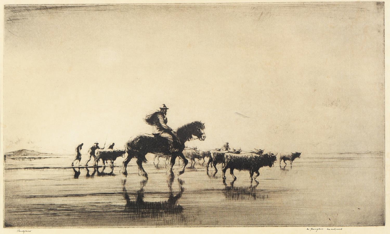 Sidney Tushingham (1884-1968) - Youths Crabbing on the Beach, signed in pencil, etching, 21.5 x