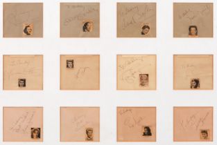 Autographs. A collection of twelve signatures of female actresses and entertainers displayed as one,