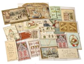 Christmas Greetings Cards. A Victorian pop-up action architectural card, n.d. [c. 1870-80],
