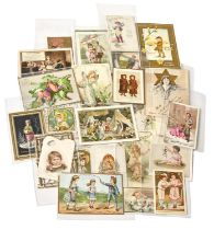 Christmas Greetings Cards. Sentimental cards printed with children and adolescents, 19th-20th c,