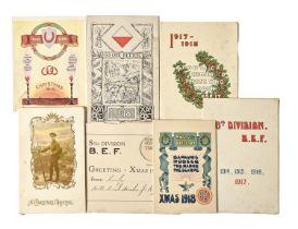 Christmas Greetings Cards. Seven World War One cards, dated 1916-18, comprising 8th Division of