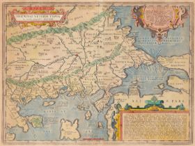 Greece, Thrace. Abraham Ortelius (1527-1598) - Thraciæ Veteris Typus, double-page map, letterpress