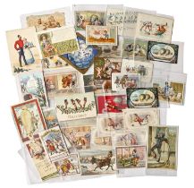 Christmas Greetings Cards. Thirty-nine novelty cards depicting food and drink, 19th-early 20th c,