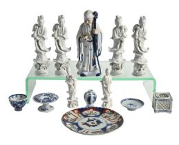 Miscellaneous oriental and other ceramics, including blanc de chine figurines, blue and white tea