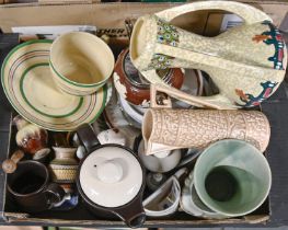 Miscellaneous decorative ceramics, including Mintons cup and saucer, a Lovett pottery vase, etc