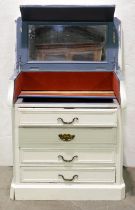 A French dressing chest, with hinged top, painted at later date, 83cm l