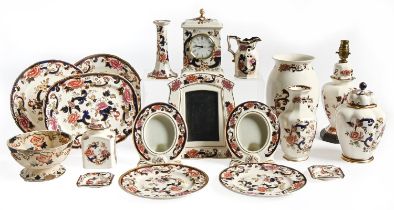 A quantity of Masons ironstone Mandalay pattern dinner and trinket ware, including picture frames,