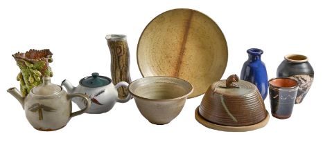 Miscellaneous ceramics, including stoneware cheese dish and cover, studio pottery and a Denby