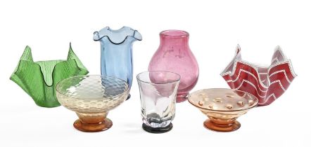 Miscellaneous coloured and other decorative glassware, including a pair of French smokey glass