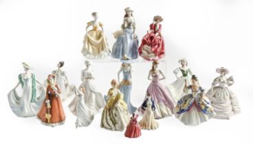 A quantity of Royal Doulton, Royal Worcester, Coalport and other similar figurines