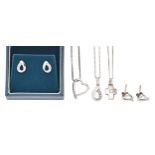 9ct white gold and silver jewellery items including earrings, necklaces and pendants (5)