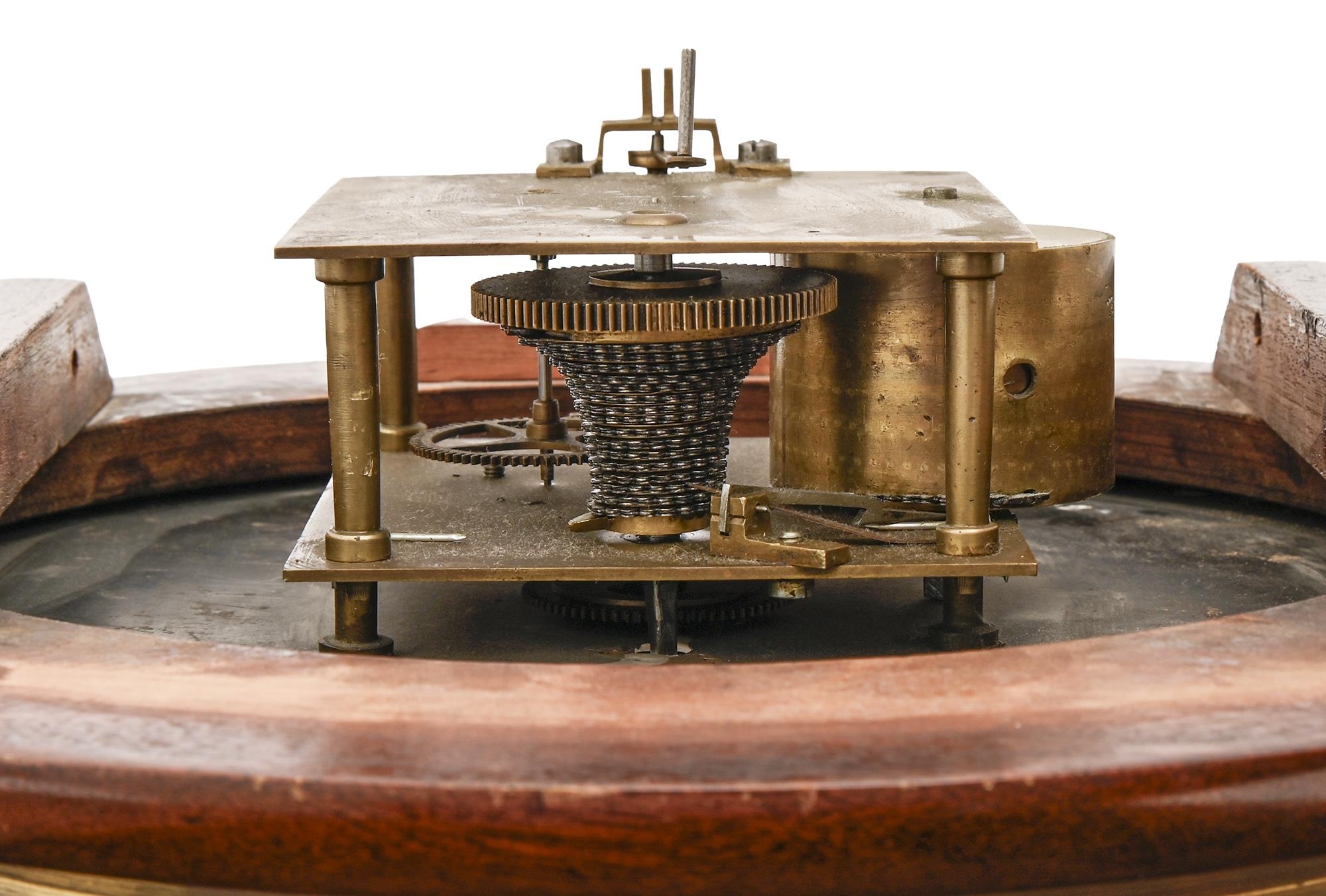Railway clock. A mahogany wall timepiece, Joyce Whitchurch, the brass fusee movement with 12.5 x - Image 3 of 6