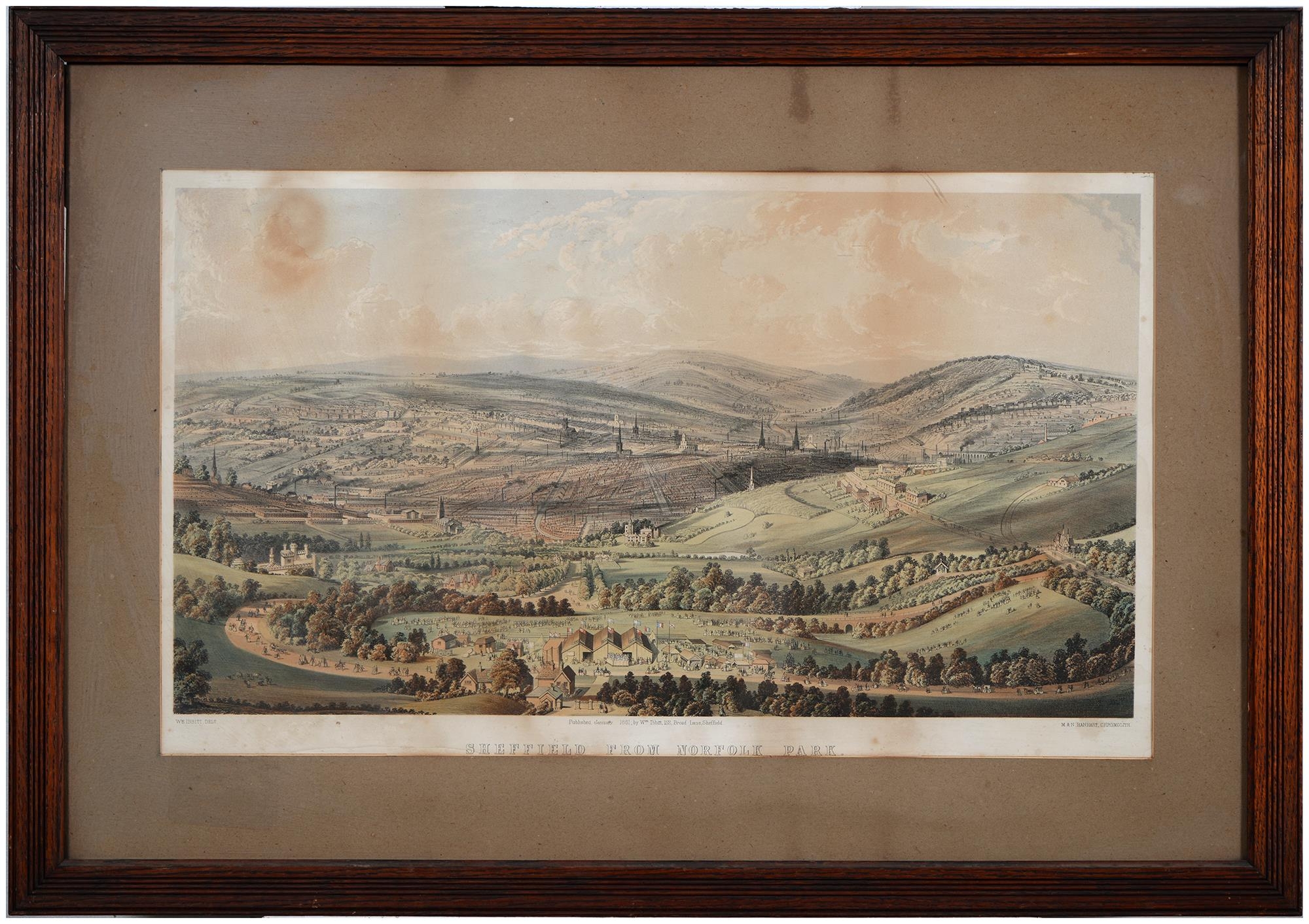 Various 19th c and later prints, including a chromolithograph of Sheffield from Norfolk Park by - Image 5 of 15
