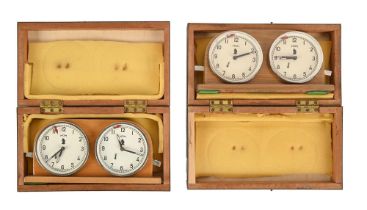 Two Hungarian MOM chess lightwood time clocks, c1960/70, 22.5cm l, both cased Both in good second