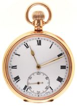 A 9ct gold keyless lever watch, Limit movement, gold cuvette, 49mm diam, Birmingham 1920, 90g A very