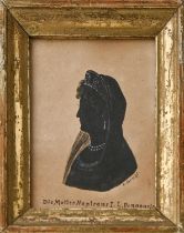 Austrian or German School, 19th c - Silhouette of Letizia Bonaparte, ink and wash with white