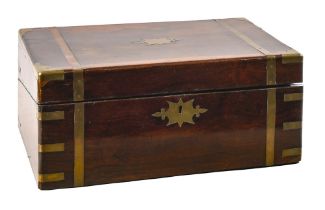 A Victorian brass mounted rosewood writing box, 50cm x 18 x 25cm Minor knocks to one corner, minor