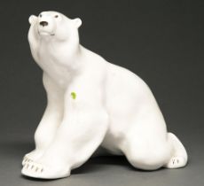 A glazed porcelain model of a polar bear, 26cm h Not cracked or chipped, no restoration