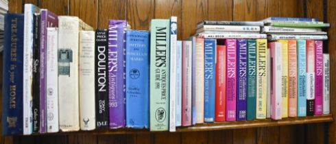 Books. One shelf of antique reference, including ceramics, Wedgwood and Royal Doulton, furniture,