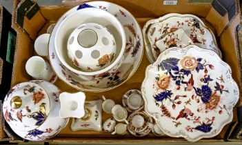 A quantity of Coalport bone china Hong Kong pattern table and trinket ware, including comport,