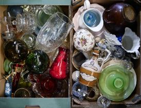 Miscellaneous ceramics and cut, coloured and other glassware, early 20th c and later