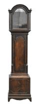 A mahogany longcase clock case, early 18th c, retaining original base / seatboard and lock (no