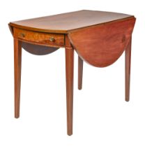 A mahogany, maple and line inlaid Pembroke table, 19th c, 74cm h; 105 x 135cm Top re-polished; minor