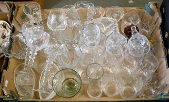 Miscellaneous cut and other glassware, mid 20th c and later, including decanters, dessert bowls, etc