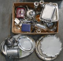Miscellaneous plated articles, Victorian and later, to include trays and salvers, entree dish,